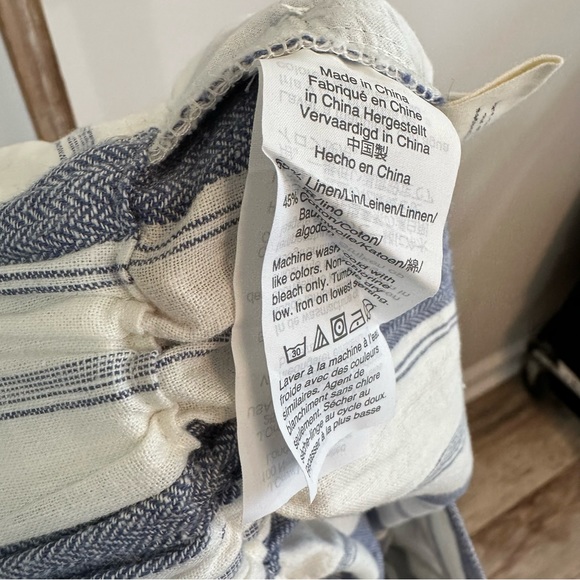 Madewell Huston Linen Blend Stripe Pull On Crop Pant Blue/White Size Med… - Picture 15 of 16